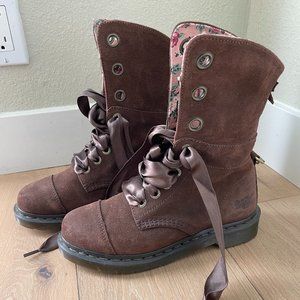 Dr. Martens Women's Dark Brown Suede Aimilie 8 Eye Toe Cap Boot (Size 7 US)